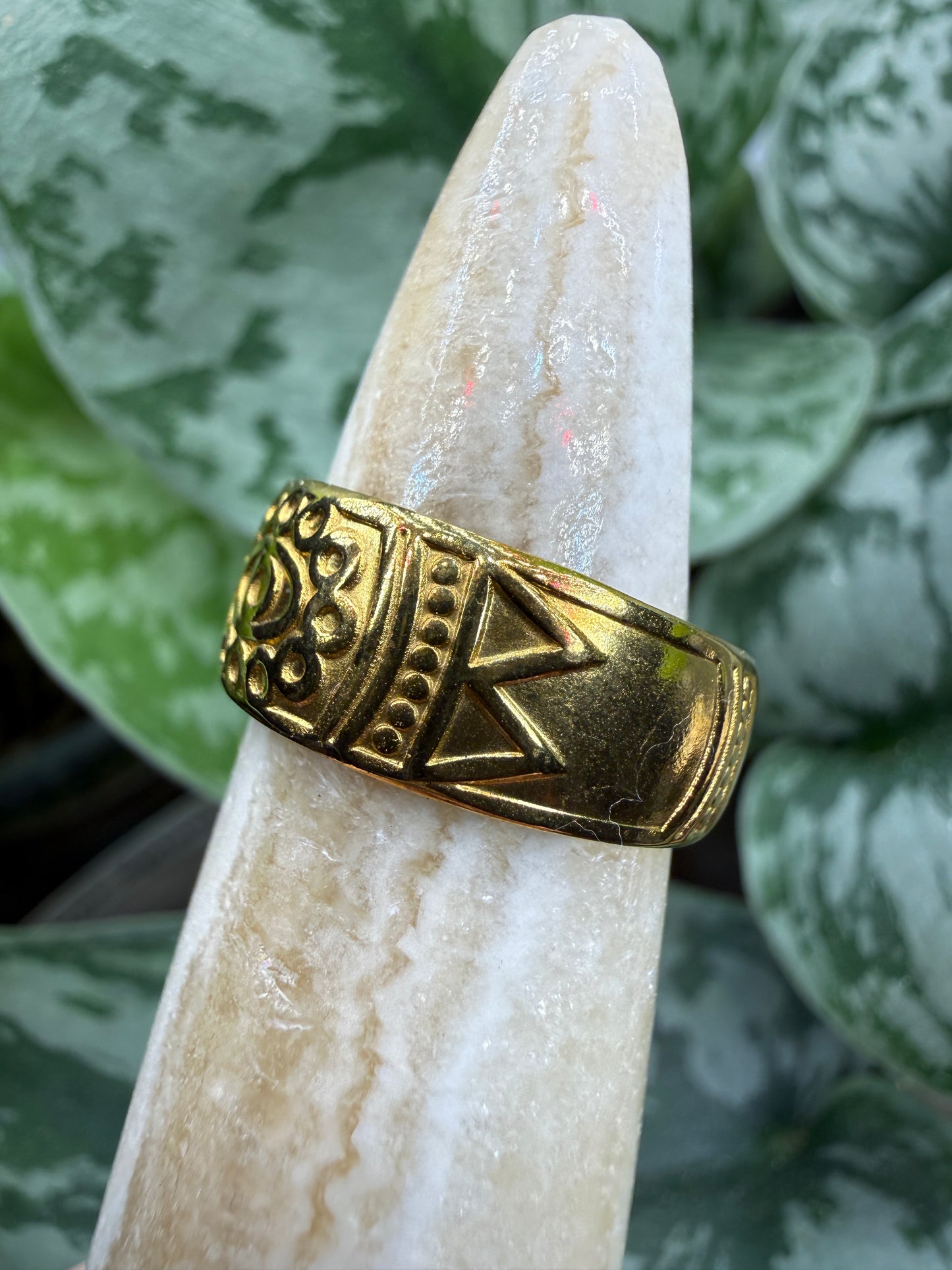 Vintage Evil Eye Signet Adjustable Ring– 18K Gold-Plated Stainless Steel