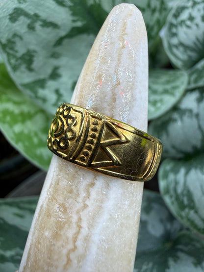 Vintage Evil Eye Signet Adjustable Ring– 18K Gold-Plated Stainless Steel