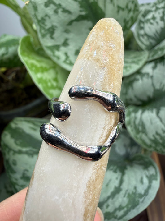 Sculptural Branch Wrap Adjustable Ring – 316L Stainless Steel