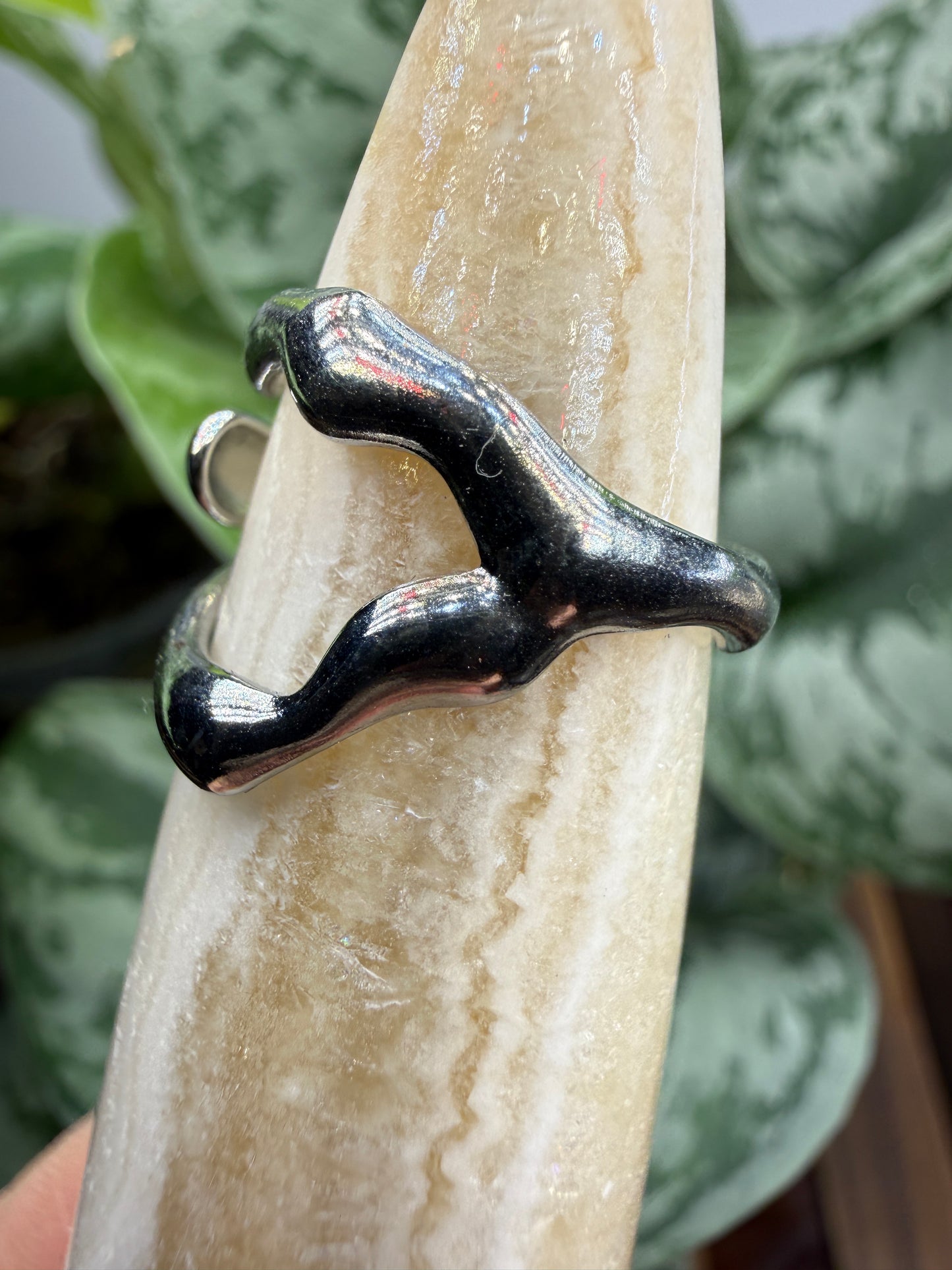 Sculptural Branch Wrap Adjustable Ring – 316L Stainless Steel