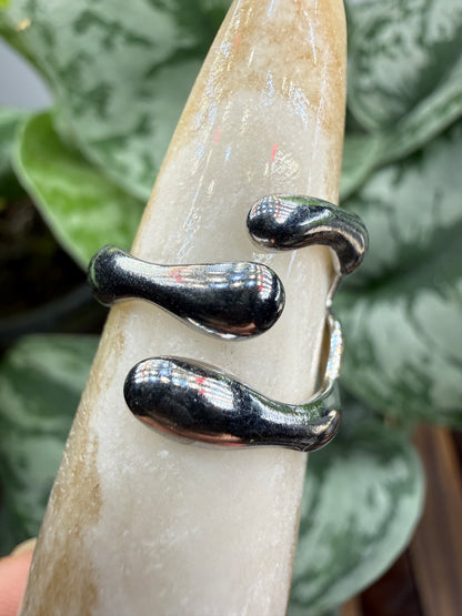 Sculptural Branch Wrap Adjustable Ring – 316L Stainless Steel