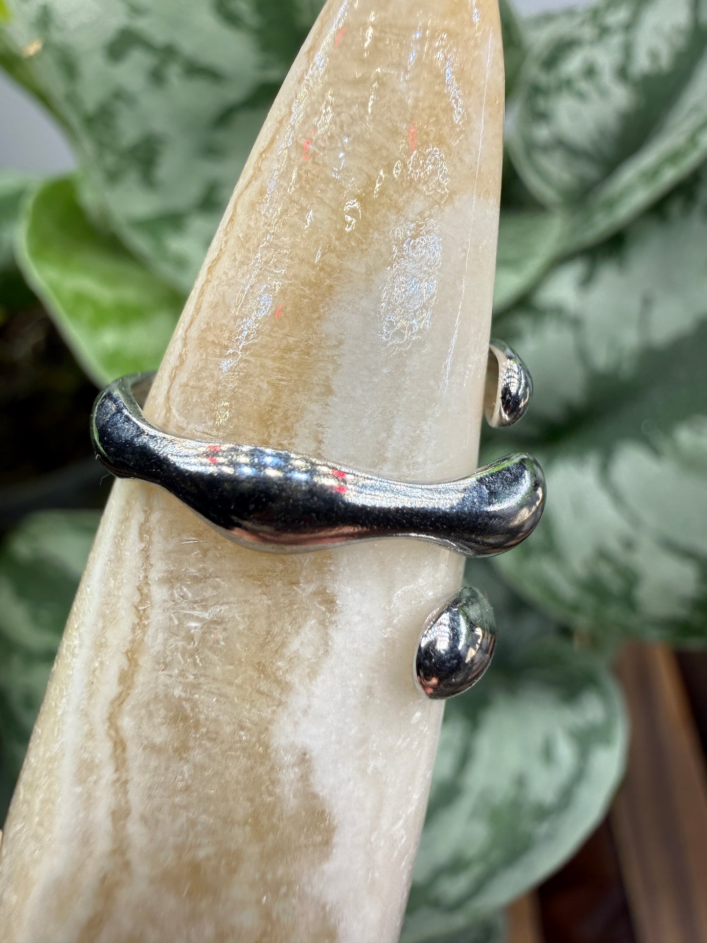 Sculptural Branch Wrap Adjustable Ring – 316L Stainless Steel