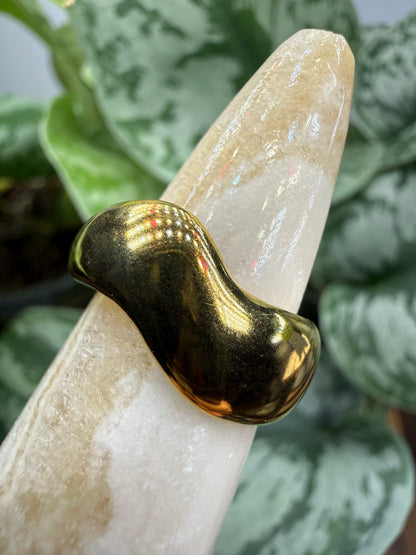 Biomorphic Ring Adjustable– 18K Gold-Plated Stainless Steel
