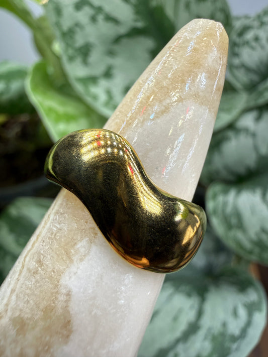Biomorphic Ring Adjustable– 18K Gold-Plated Stainless Steel