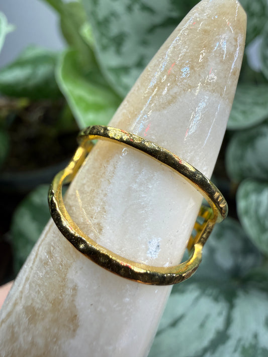 Hammered Open Adjustable Ring– 18K Gold-Plated Stainless Steel