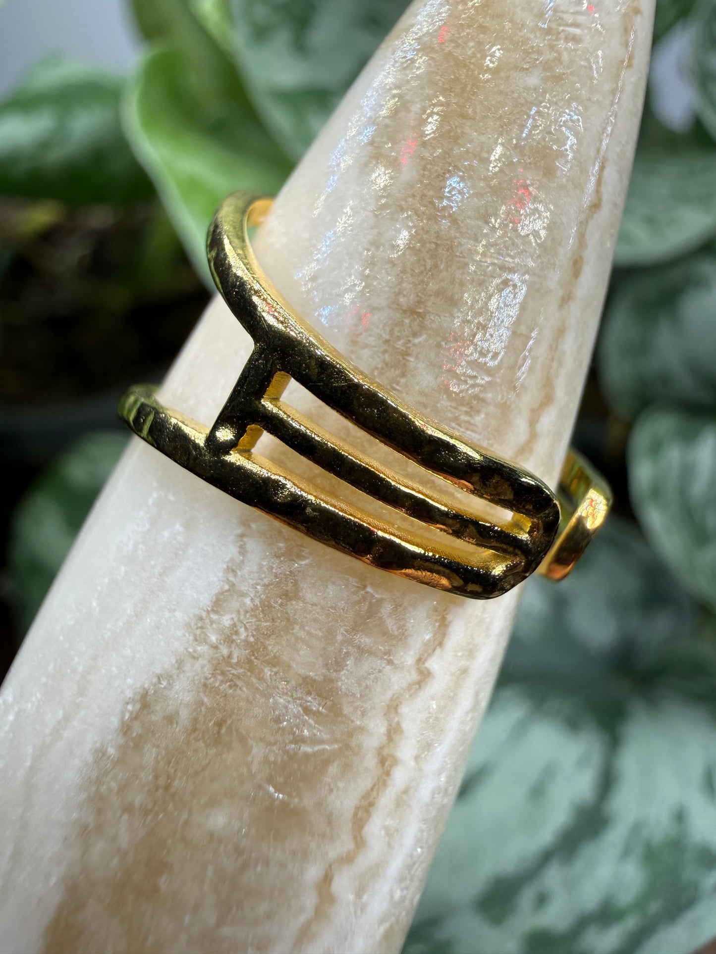 Hammered Open Adjustable Ring– 18K Gold-Plated Stainless Steel