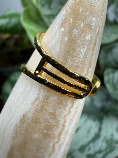 Hammered Open Adjustable Ring– 18K Gold-Plated Stainless Steel
