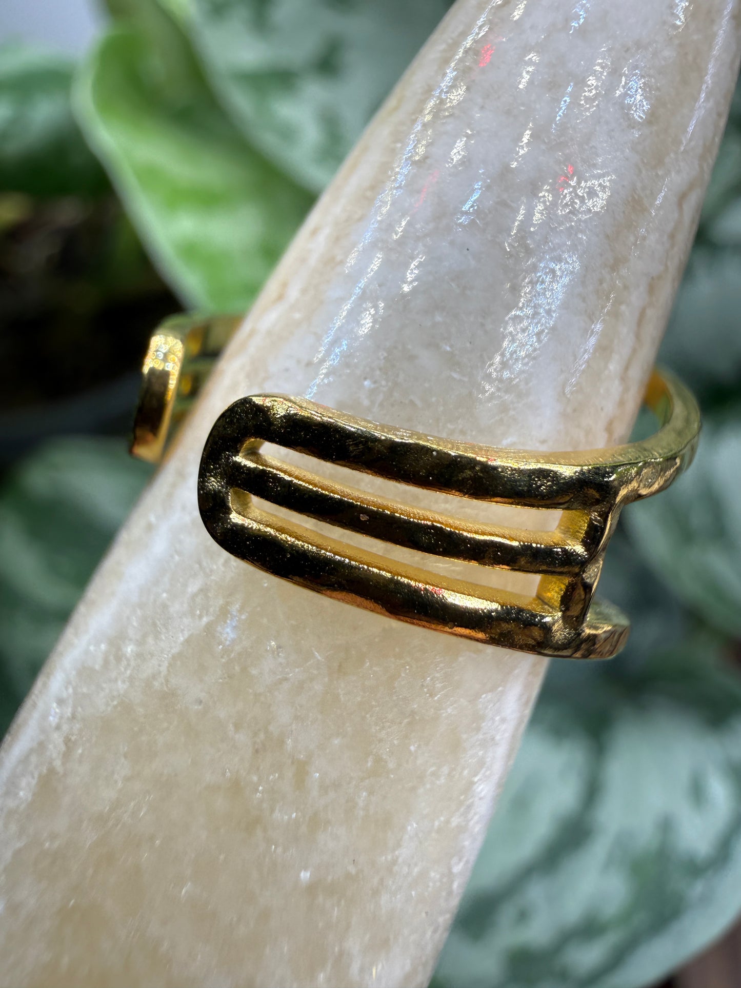 Hammered Open Adjustable Ring– 18K Gold-Plated Stainless Steel