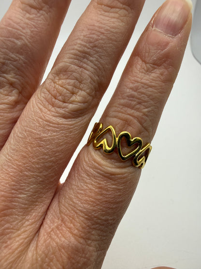 Open Heart Adjustable Ring– 18K Gold-Plated Stainless Steel