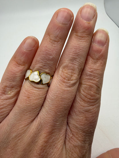 White Heart Enamel Adjustable Ring– 18K Gold-Plated Stainless Steel