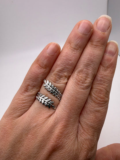 Leaf Wrap Adjustable Ring – 316L Stainless Steel