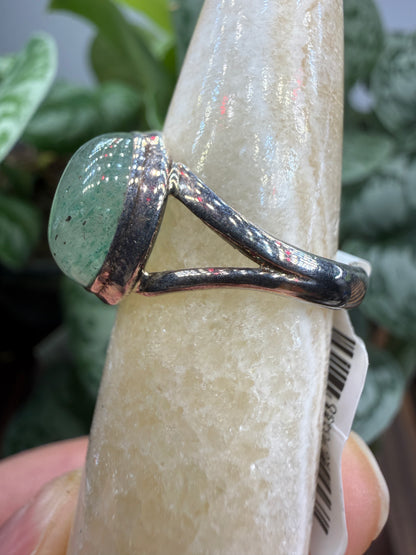 Green Tanzurine® Cabochon Split Shank Ring- Sz. 9 Sterling Silver
