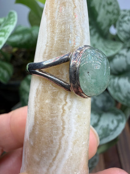 Green Tanzurine® Cabochon Split Shank Ring- Sz. 9 Sterling Silver