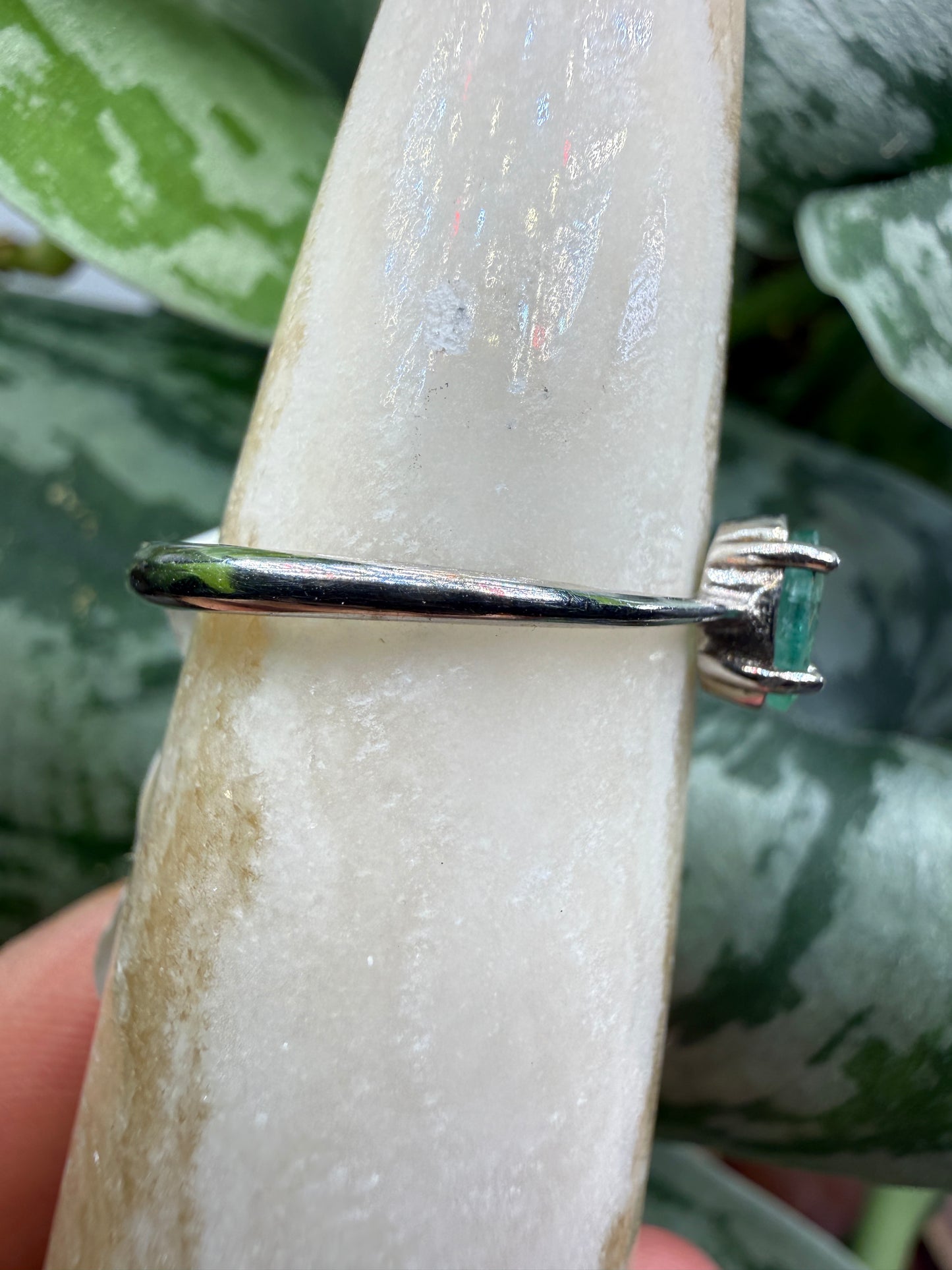 Faceted Emerald Adjustable Ring – .925 Sterling Silver