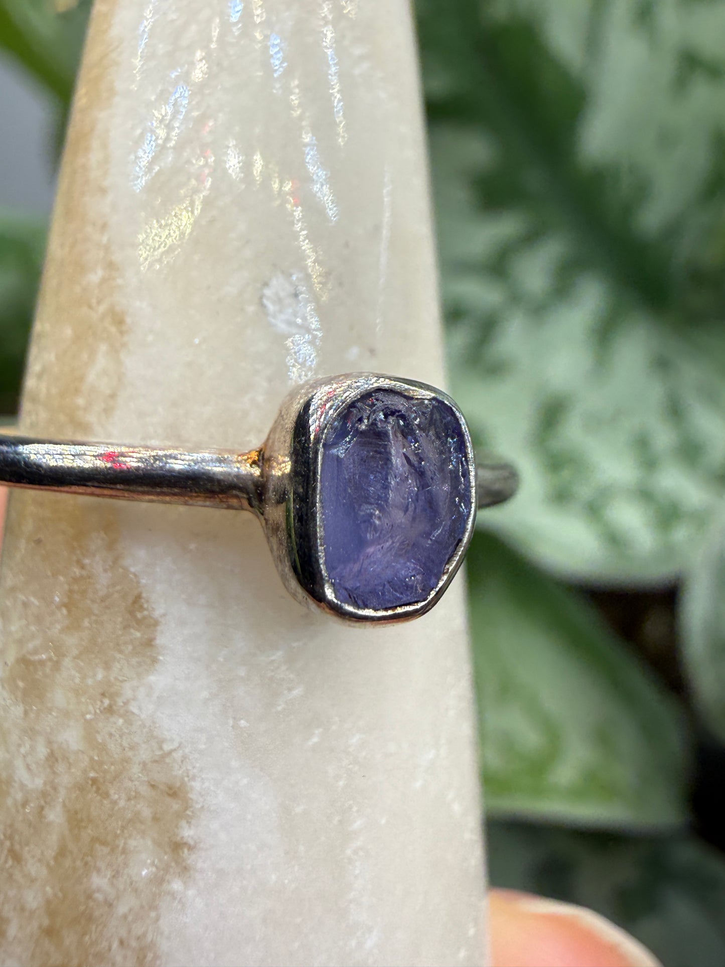 Natural Rough Tanzanite Ring Size 9 in .925 Sterling Silver- Freeform Bezel Setting