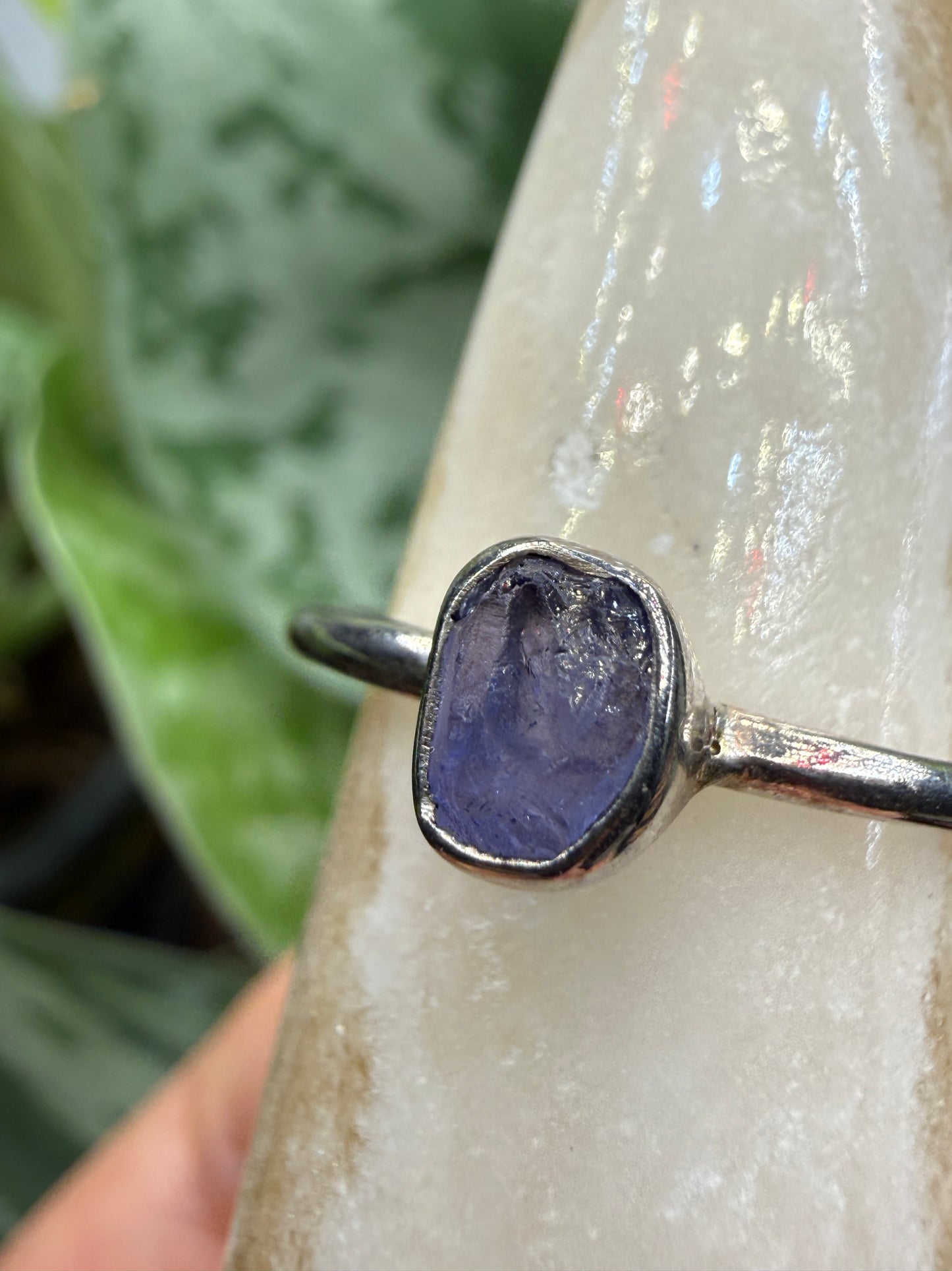 Natural Rough Tanzanite Ring Size 9 in .925 Sterling Silver- Freeform Bezel Setting