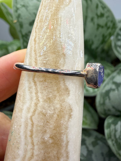 Natural Rough Tanzanite Ring Size 9 in .925 Sterling Silver- Freeform Bezel Setting