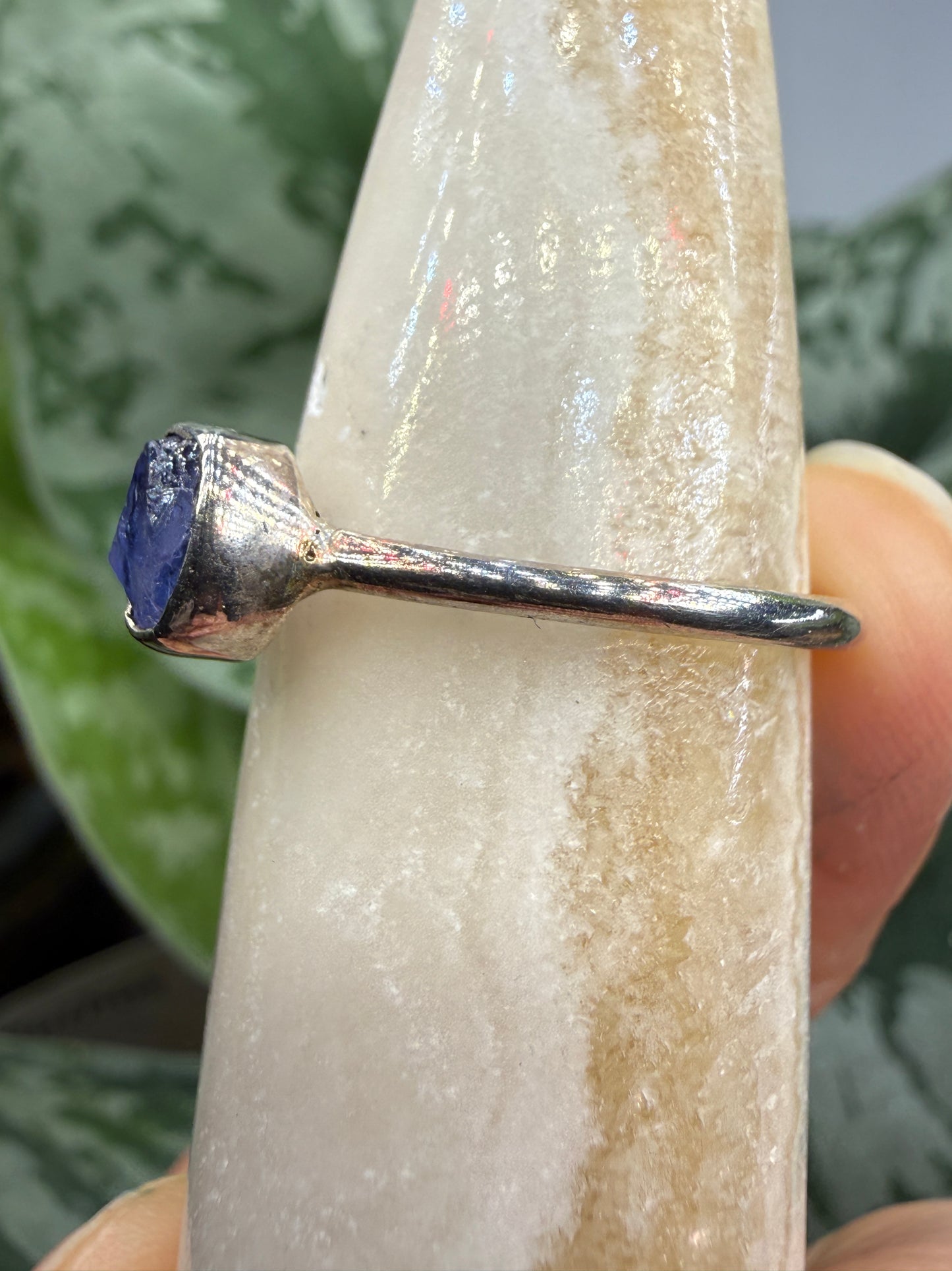 Natural Rough Tanzanite Ring Size 9 in .925 Sterling Silver- Freeform Bezel Setting
