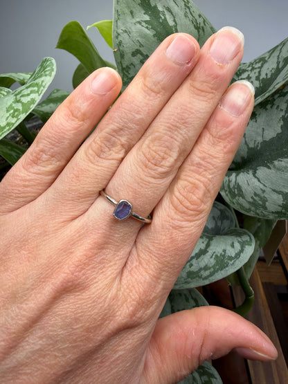 Natural Rough Tanzanite Ring Size 9 in .925 Sterling Silver- Freeform Bezel Setting