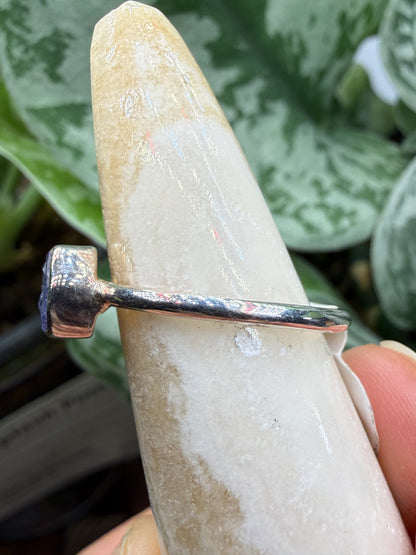 Natural Rough Tanzanite Ring Size 7 in .925 Sterling Silver- Freeform Bezel Setting