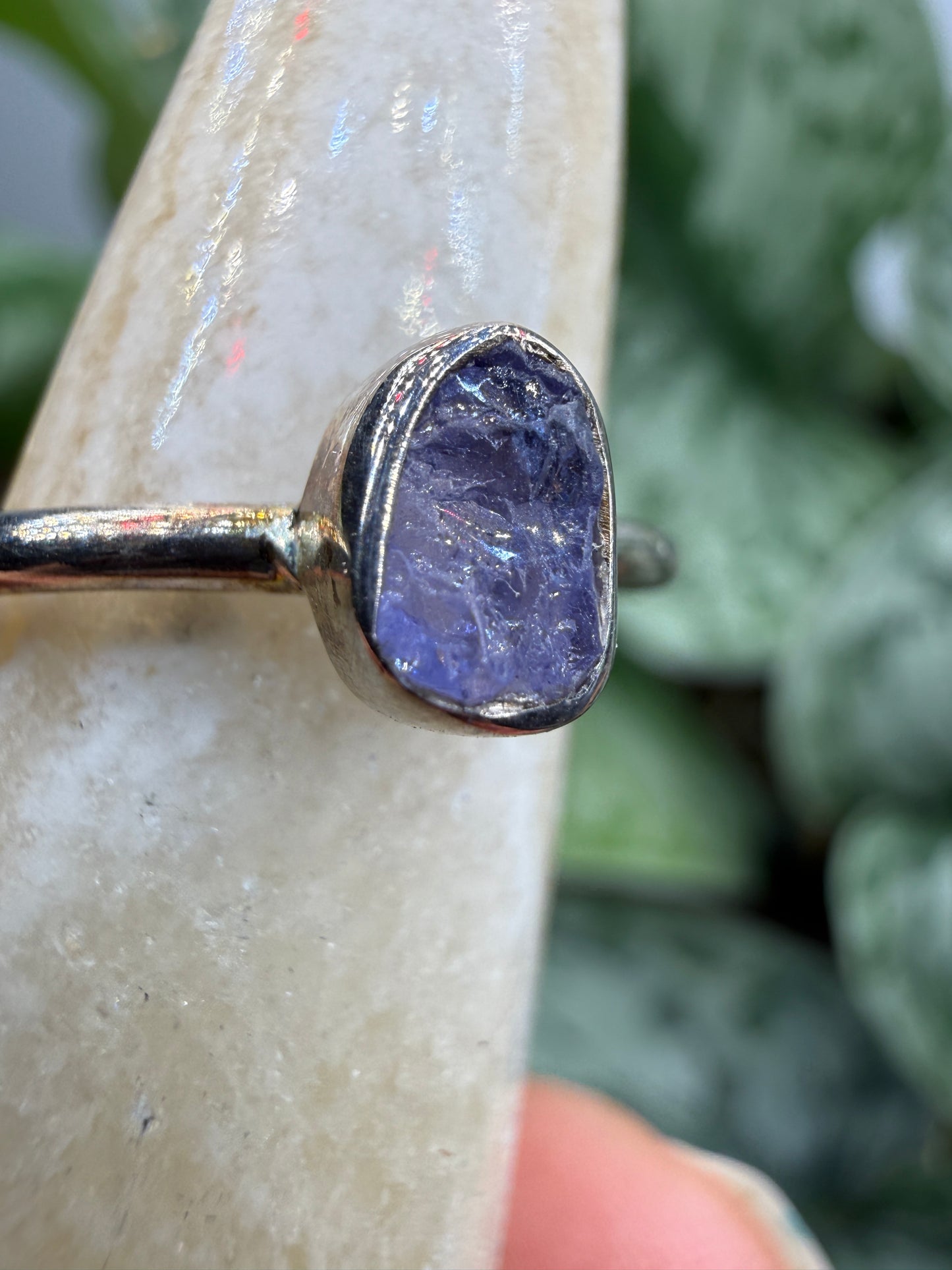 Natural Rough Tanzanite Ring Size 6 in .925 Sterling Silver- Freeform Bezel Setting