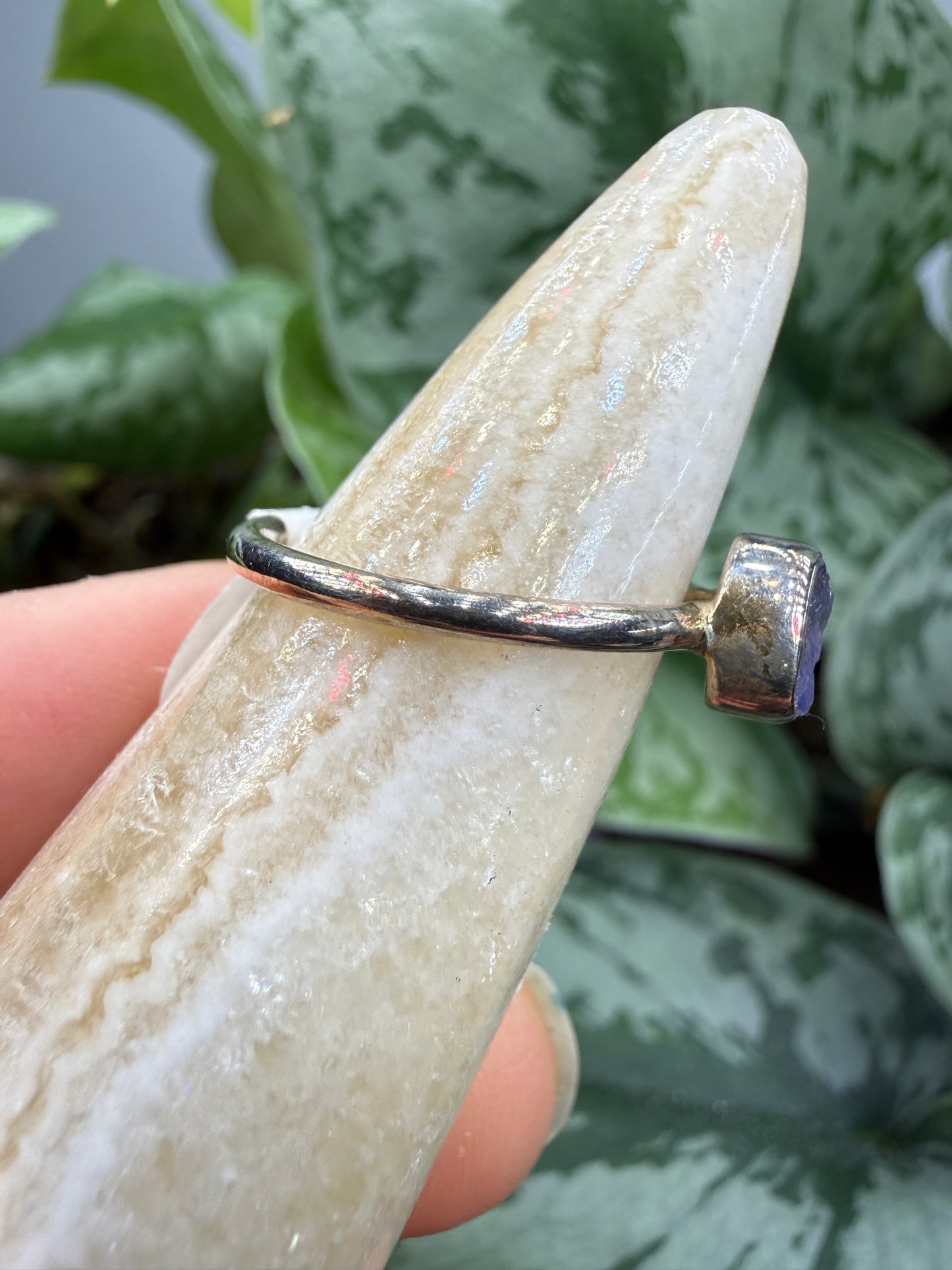 Natural Rough Tanzanite Ring Size 6 in .925 Sterling Silver- Freeform Bezel Setting
