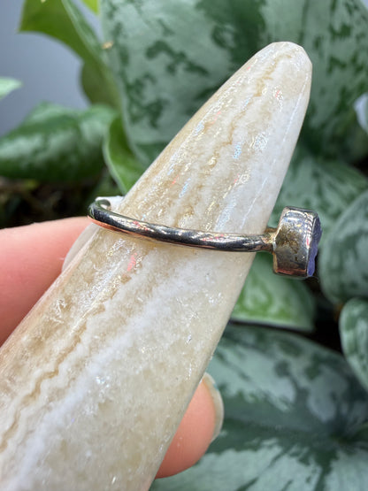 Natural Rough Tanzanite Ring Size 6 in .925 Sterling Silver- Freeform Bezel Setting