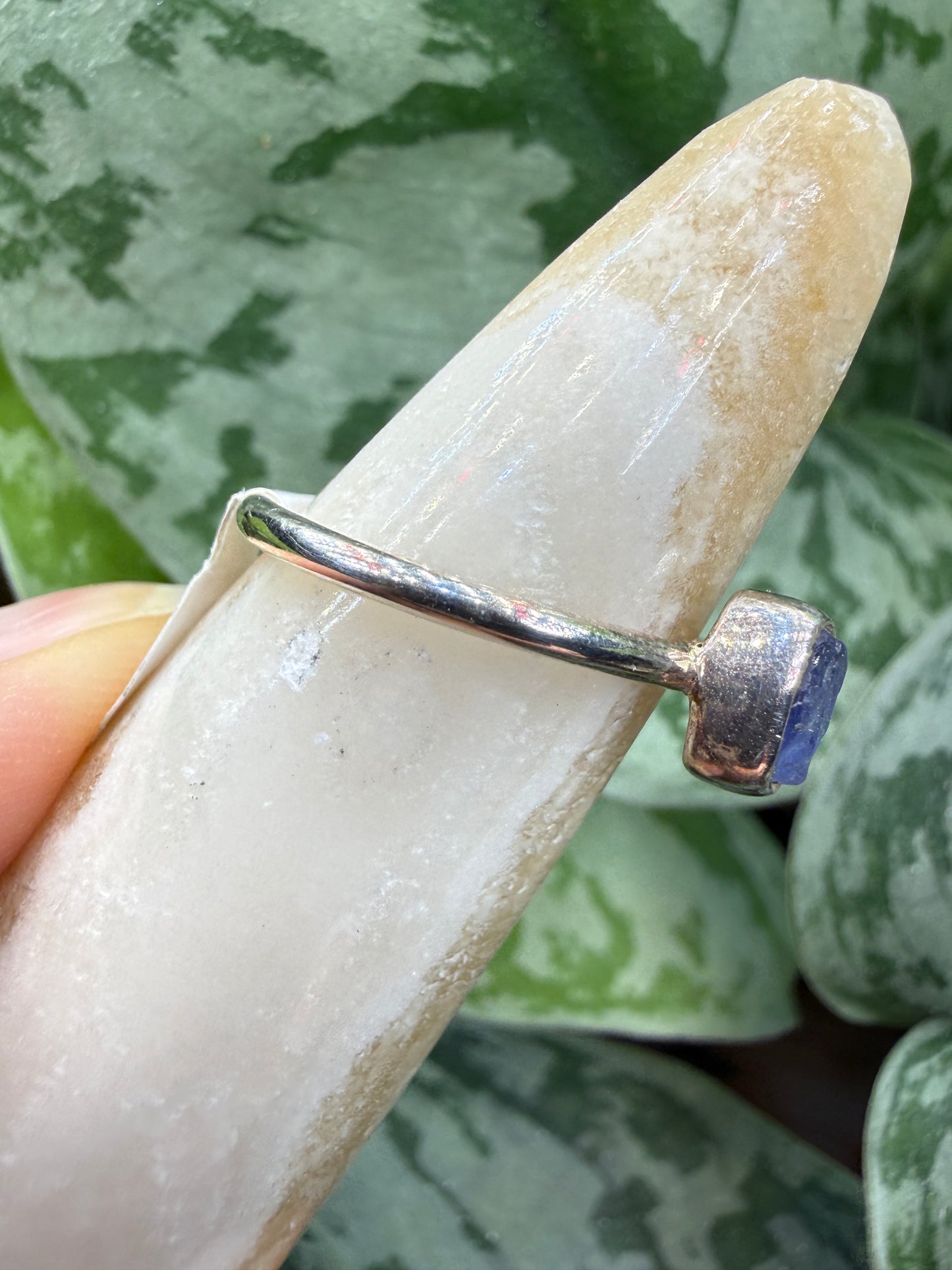 Natural Rough Tanzanite Ring Size 6 in .925 Sterling Silver- Freeform Bezel Setting
