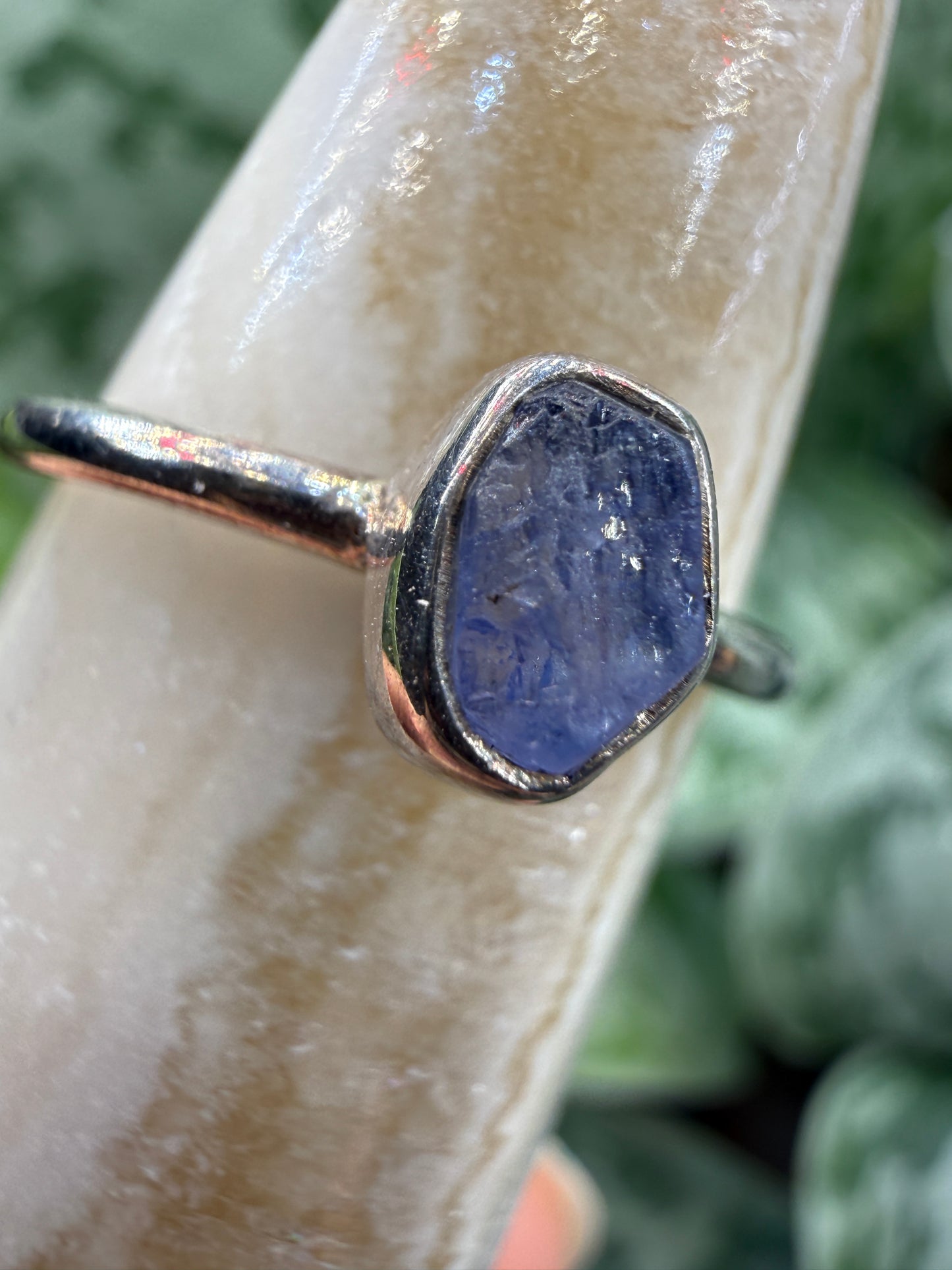 Natural Rough Tanzanite Ring Size 6 in .925 Sterling Silver- Freeform Bezel Setting