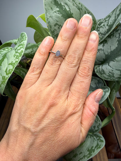 Natural Rough Tanzanite Ring Size 6 in .925 Sterling Silver- Freeform Bezel Setting
