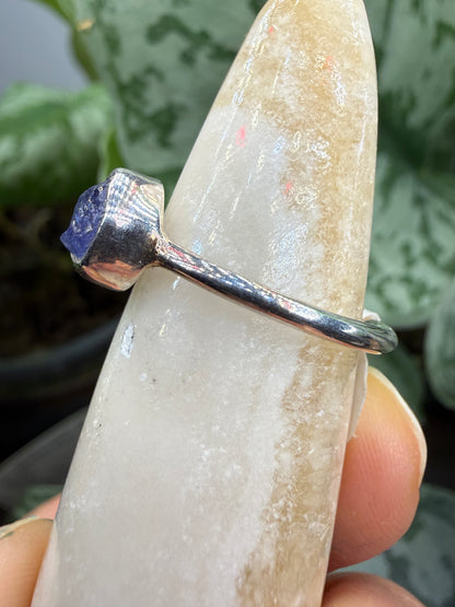 Natural Rough Tanzanite Ring Size 6 in .925 Sterling Silver- Freeform Bezel Setting