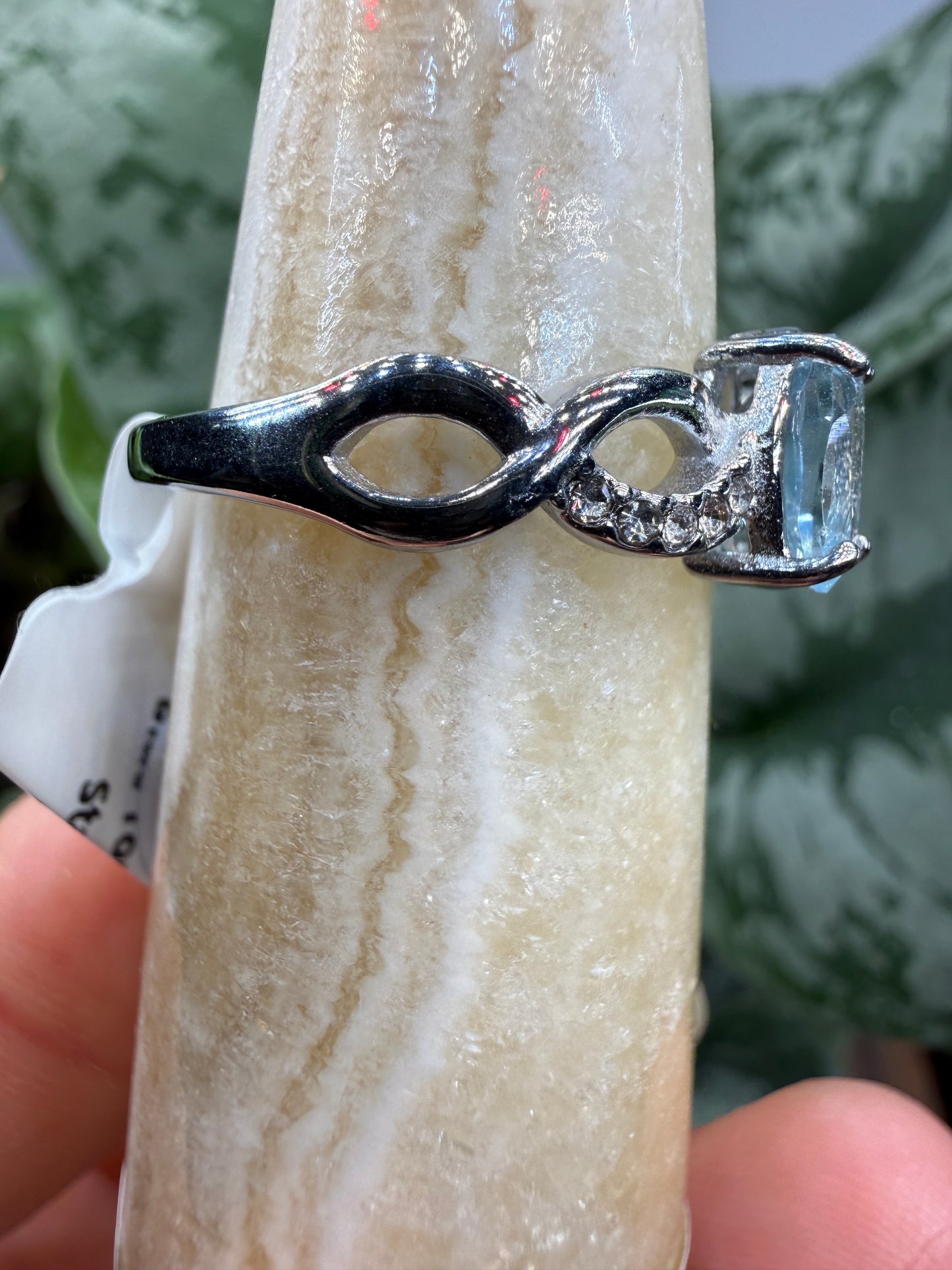 Faceted Blue Topaz Ring Size 10 in 316L Stainless Steel- 8x10mm Oval Gemstone