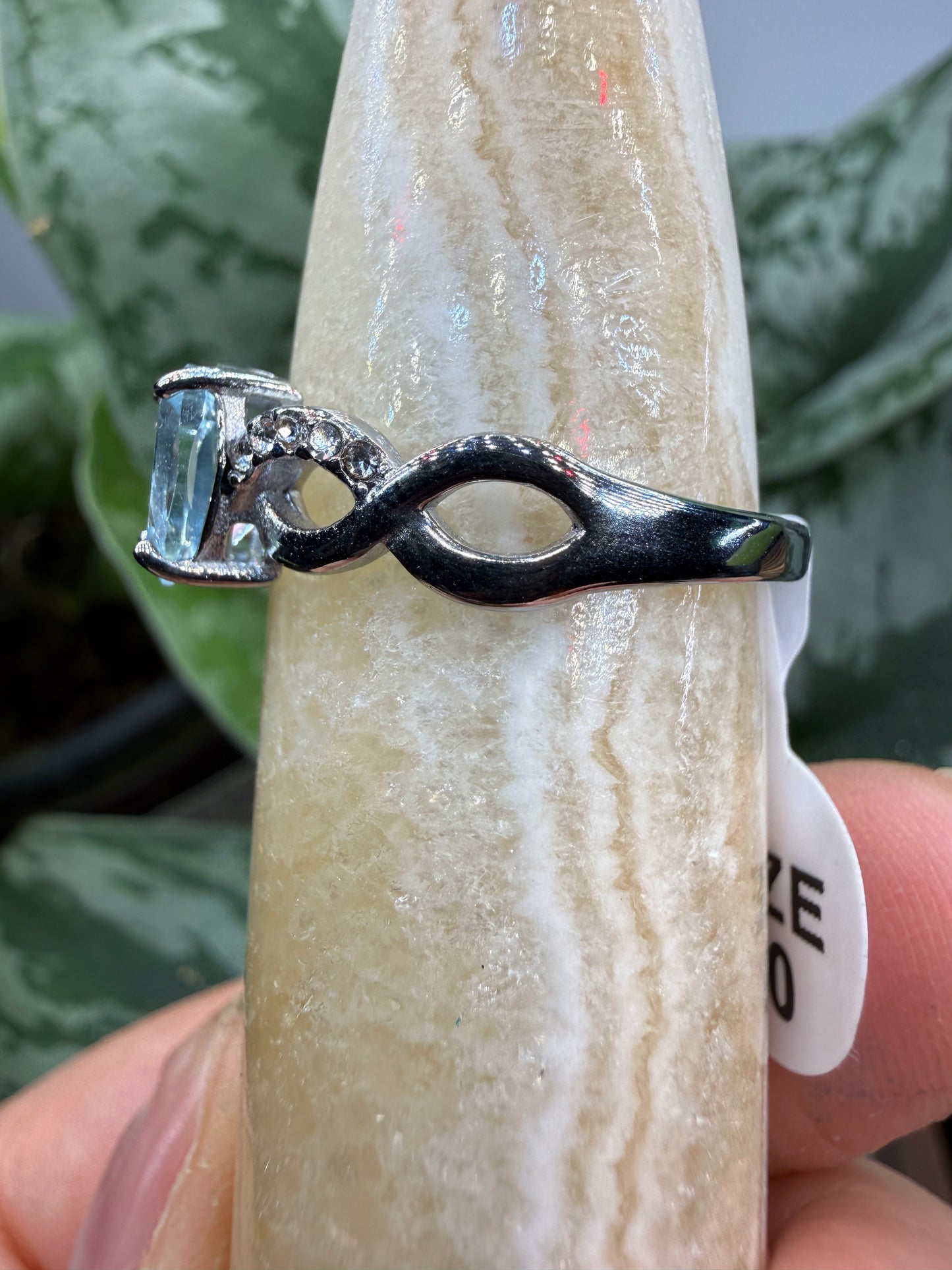 Faceted Blue Topaz Ring Size 10 in 316L Stainless Steel- 8x10mm Oval Gemstone