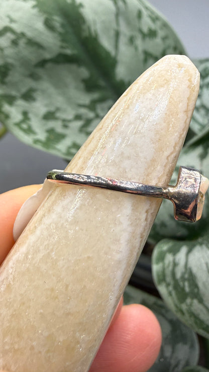Natural Freeform Opal Ring Size 5 in .925 Sterling Silver- Freeform Bezel Setting