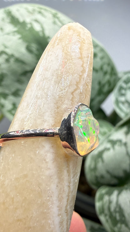 Natural Freeform Opal Ring Size 6 in .925 Sterling Silver- Freeform Bezel Setting