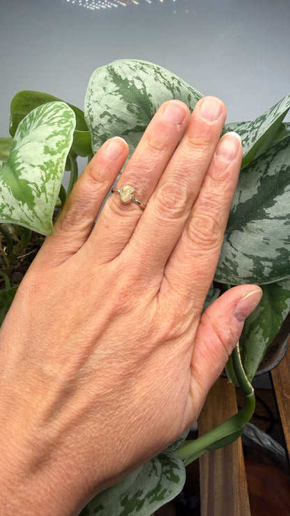 Natural Freeform Opal Ring Size 5 in .925 Sterling Silver- Freeform Bezel Setting