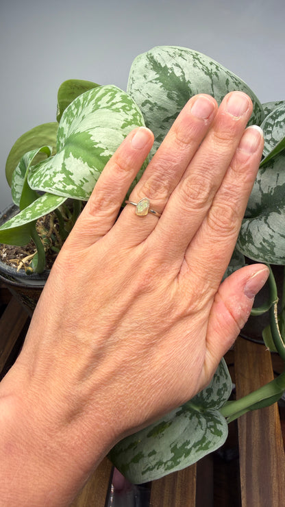 Natural Freeform Opal Ring Size 6 in .925 Sterling Silver- Freeform Bezel Setting