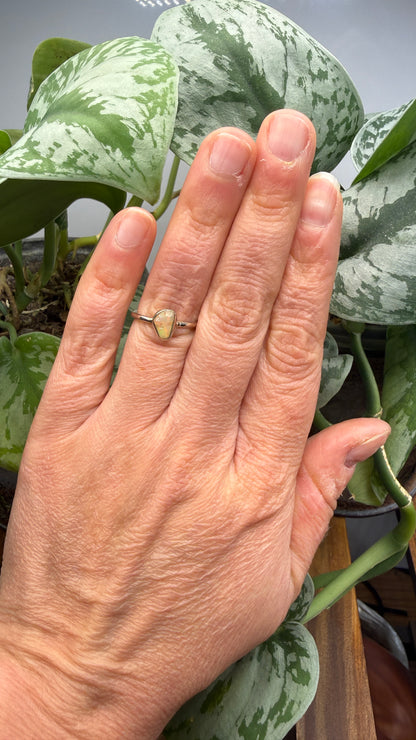 Natural Freeform Opal Ring Size 6 in .925 Sterling Silver- Freeform Bezel Setting