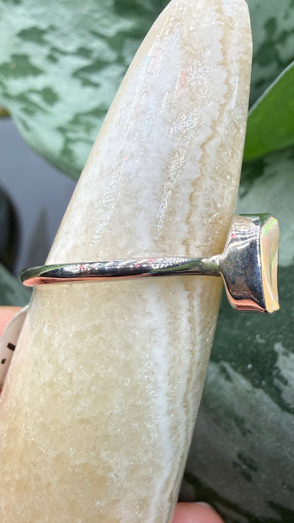 Natural Freeform Opal Ring Size 7 in .925 Sterling Silver- Freeform Bezel Setting