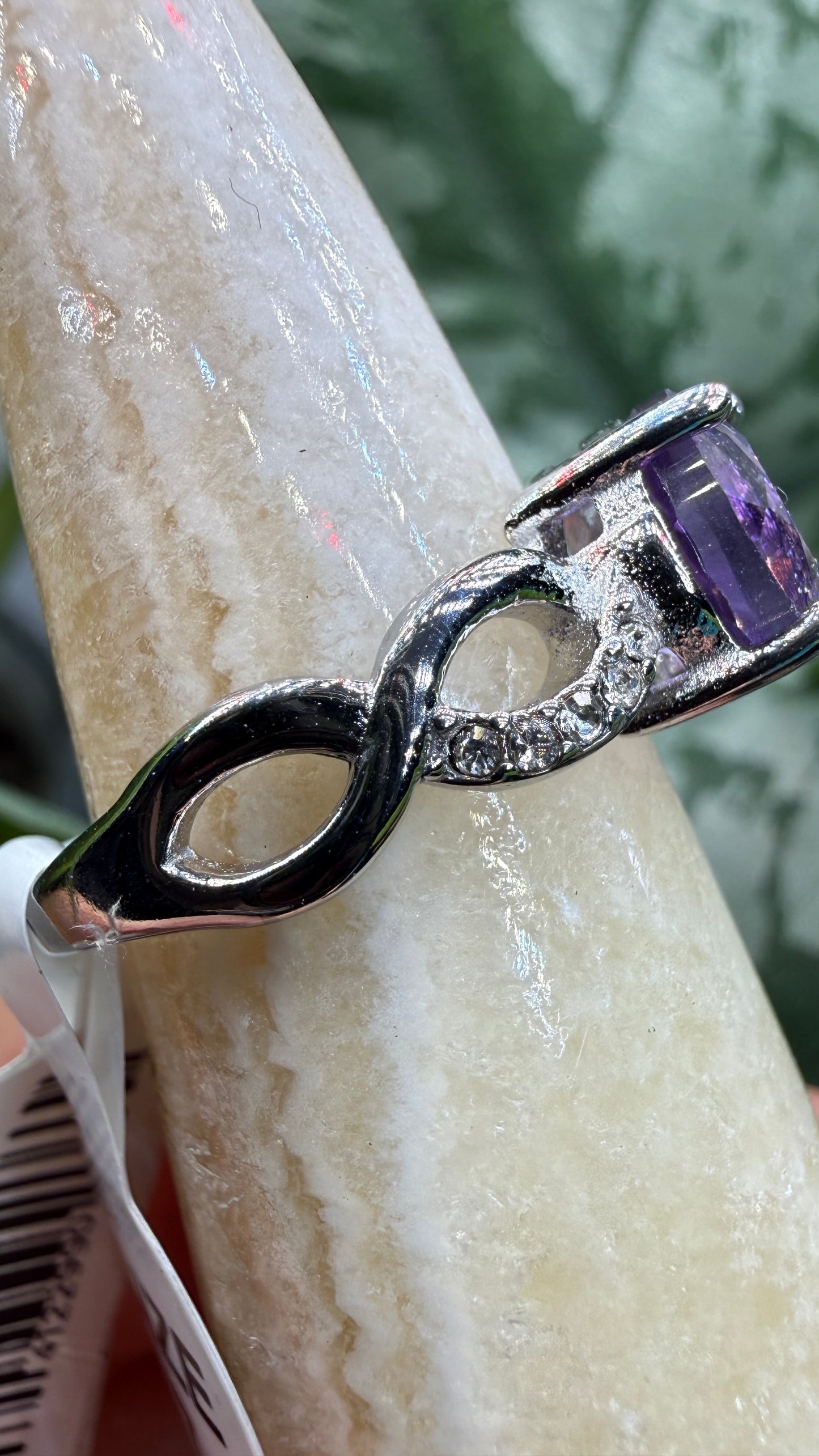 Natural Faceted Amethyst Ring Size 7 in 316L Stainless Steel- 8mm Round Gemstone