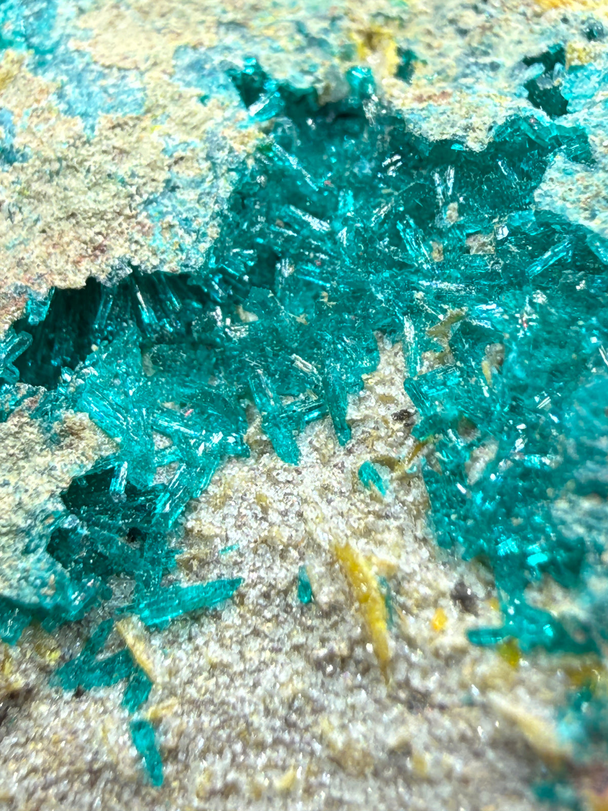 Dioptase- Tiger, Mammoth–St. Anthony Mining District, Pinal County, Arizona, USA