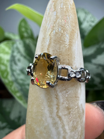 Faceted Citrine Ring Size 7 in 316L Stainless Steel- 6x8mm Oval Gemstone