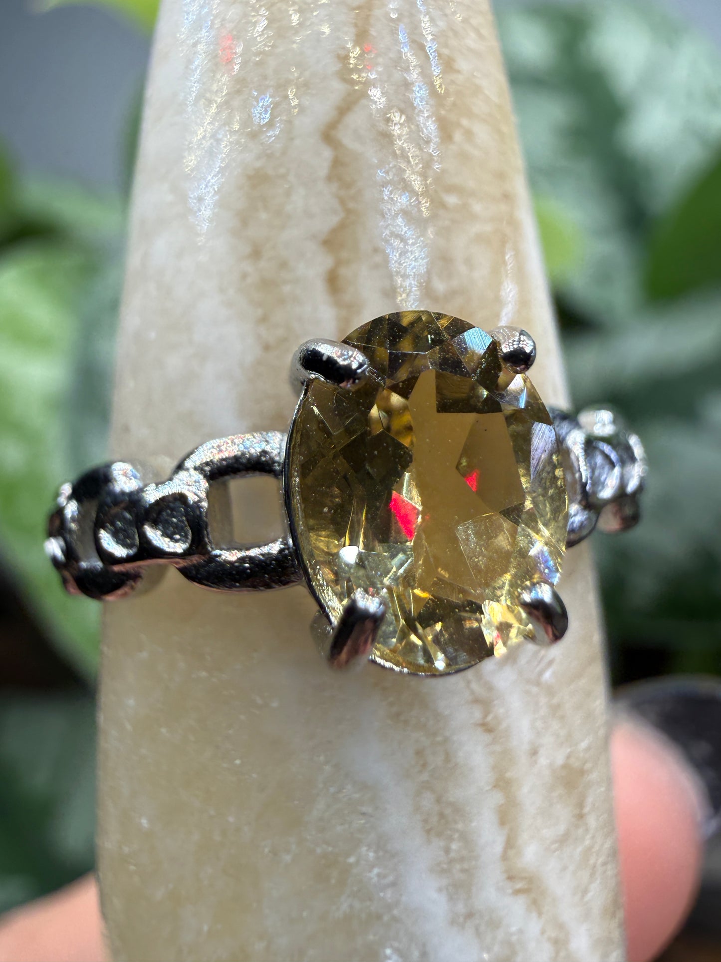 Faceted Citrine Ring Size 7 in 316L Stainless Steel- 6x8mm Oval Gemstone