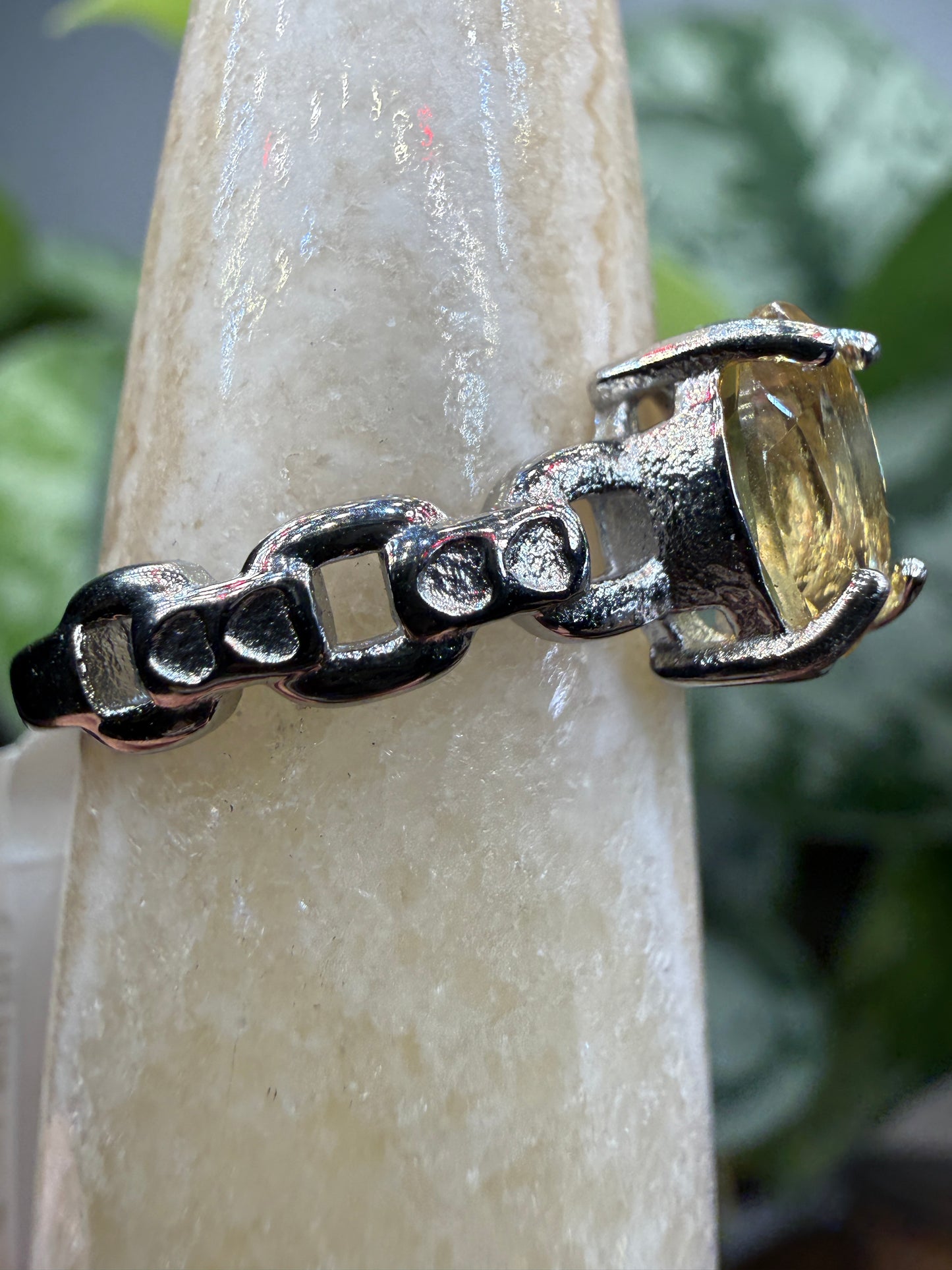 Faceted Citrine Ring Size 7 in 316L Stainless Steel- 6x8mm Oval Gemstone