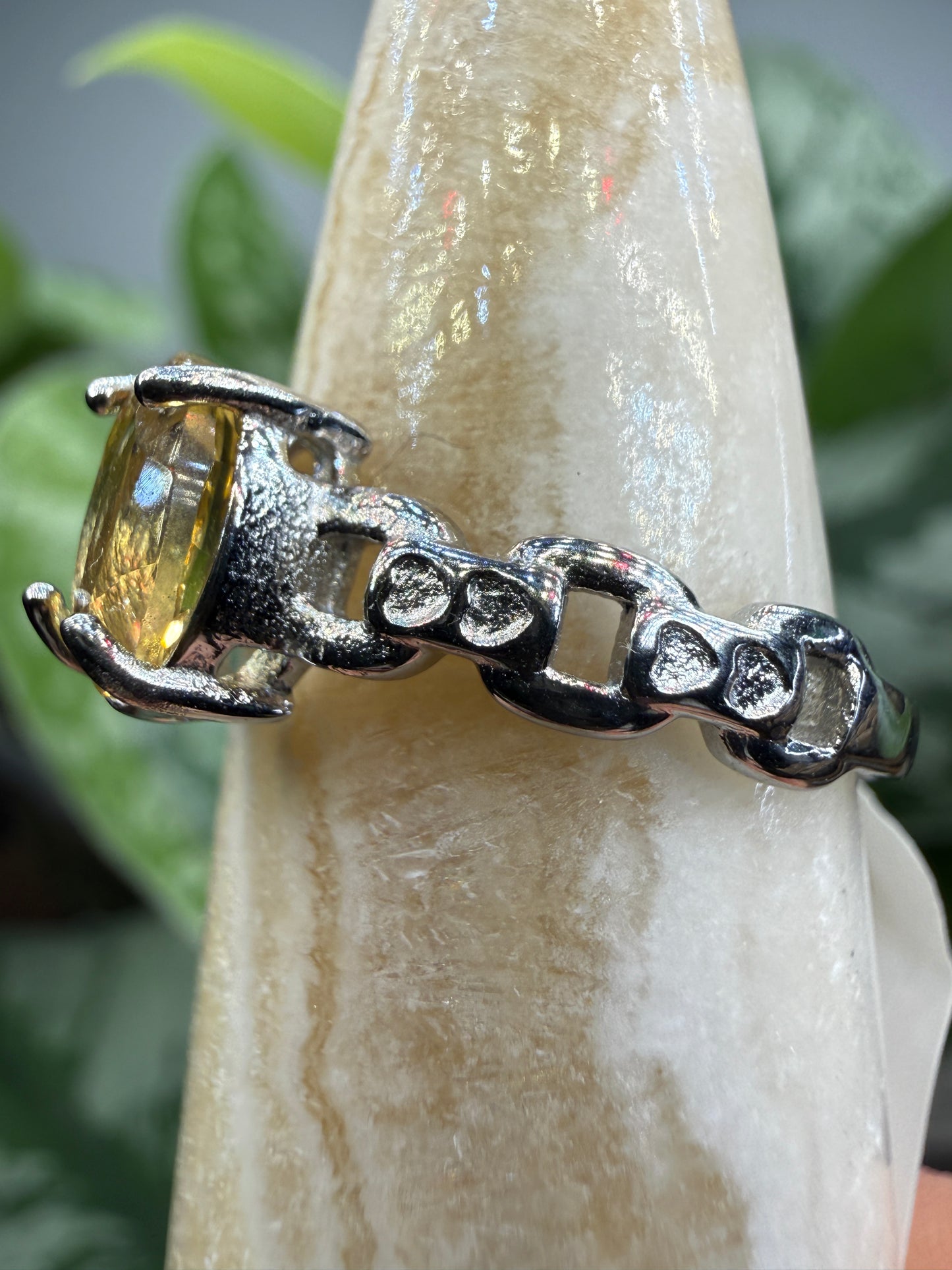 Faceted Citrine Ring Size 7 in 316L Stainless Steel- 6x8mm Oval Gemstone