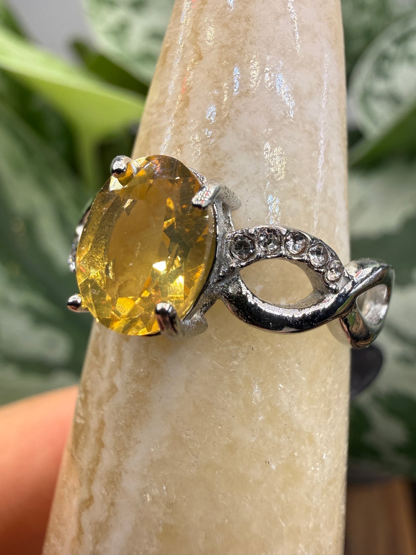 Faceted Citrine Ring Size 7 in 316L Stainless Steel- 6x8mm Oval Gemstone