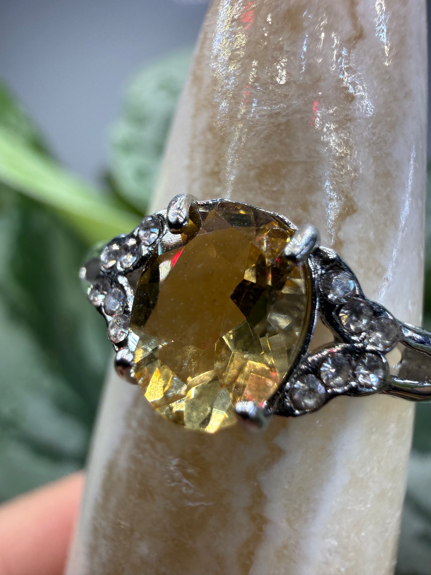 Faceted Citrine Ring Size 7 in 316L Stainless Steel- 6x8mm Oval Gemstone