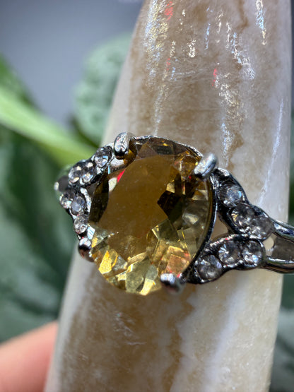 Faceted Citrine Ring Size 7 in 316L Stainless Steel- 6x8mm Oval Gemstone