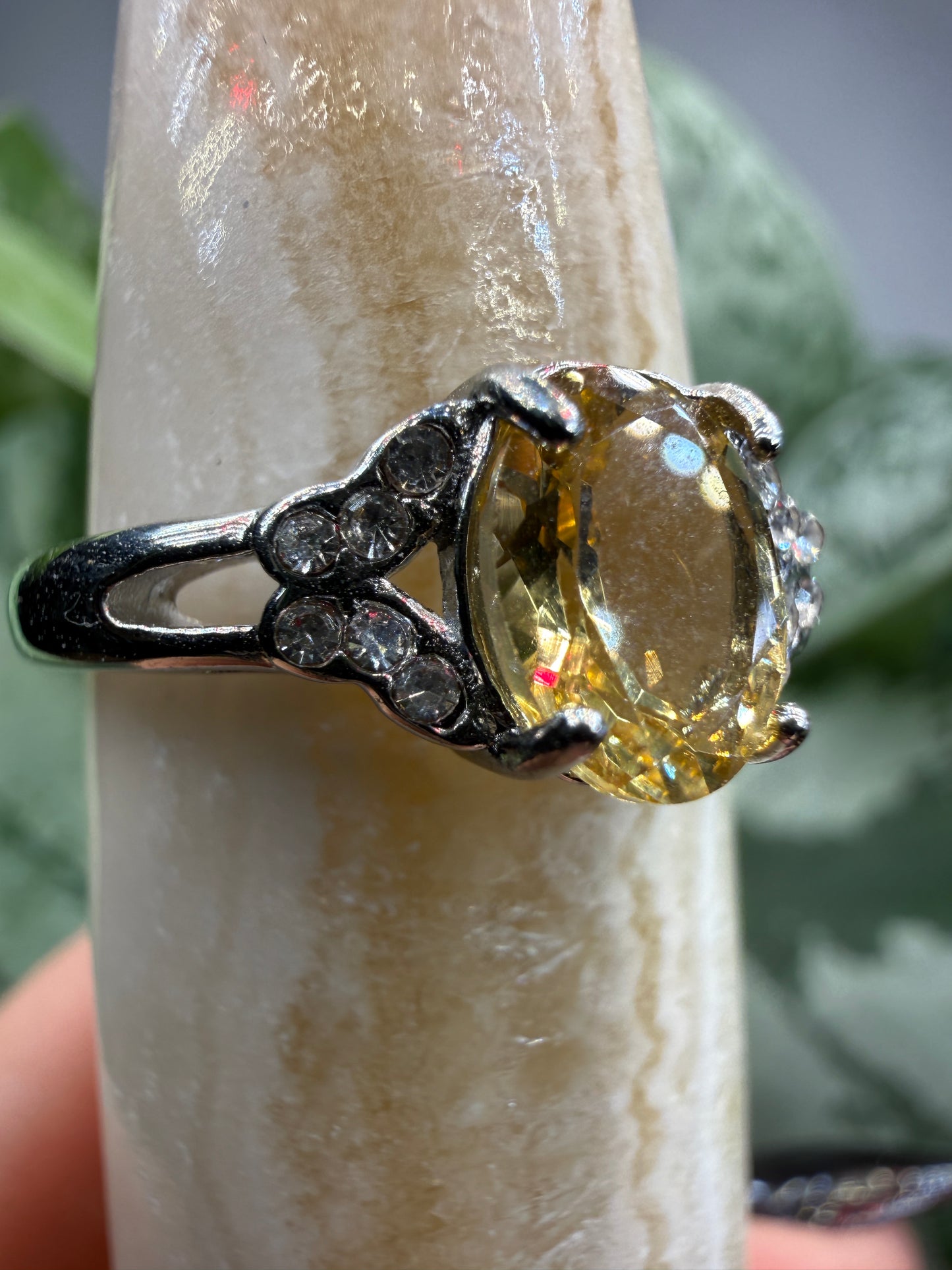 Faceted Citrine Ring Size 7 in 316L Stainless Steel- 6x8mm Oval Gemstone