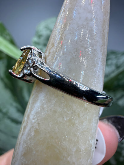 Faceted Citrine Ring Size 7 in 316L Stainless Steel- 6x8mm Oval Gemstone